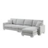 Modern Oversized Sectional Sofa, L-Shaped Luxury Couch Set With 2 Free Pillows, 5 Seat Chenille Indoor Furniture With Chaise - Light Gray - Image 6