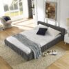 Modern Queen Size Upholstered Bed Frame With Chenille Fabric And Pleated Design - Gray - Image 3