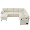 Sectional Sofa Versatile Sofa Bed Sofa Sleeper U - Shaped Sofa With Ample Storage Space, 2 Cup Holders And Charging Ports For Living Room - Beige - Image 11