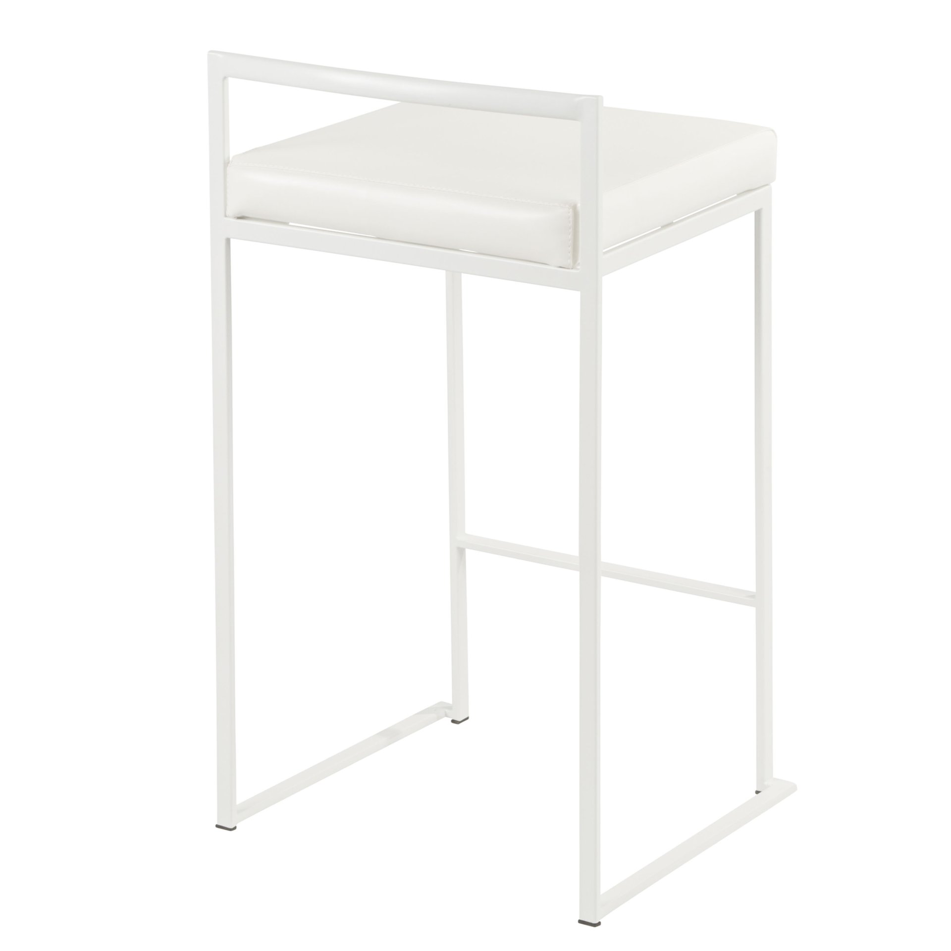 Fuji - Contemporary Stackable Counter Stool (Set of 2) - White - Faux Leather - Image 4