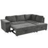 L Shaped Couch With Pull Out Bed And Storage Sectional Sleeper Sofa With Hidden Storage, Wide Armrest With Storage, For Living Room, Apartment, Bedroom, Office - Gray - Image 6