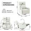 31.5" 270 Power Swivel Rocker Recliner Chair, Electric Glider Reclining Sofa With USB Ports, Power Swivel Glider, Rocking Chair Nursery Recliners For Living Room Bedroom - Light Gray - Image 10