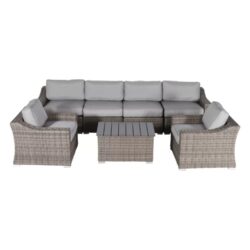 6 Person All Weather Sectional Seating Group With Cushions - Gray Mix