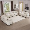 Modern Fabric Living Room Sofa (Set of 2) Upholstery Deep Seat Sofas Corduroy - Beige - Image 15