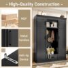 Hall Tree With Bench And 3 Hooks, Modern Entryway Storage Organizer Cabinet With 4 Doors, 1 Drawer And Adjustable Shelves For Hallway, Entryway, Living Room - Black - Image 8