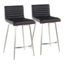 Mason - Contemporary Swivel Counter Stool (Set of 2) - Walnut / Black