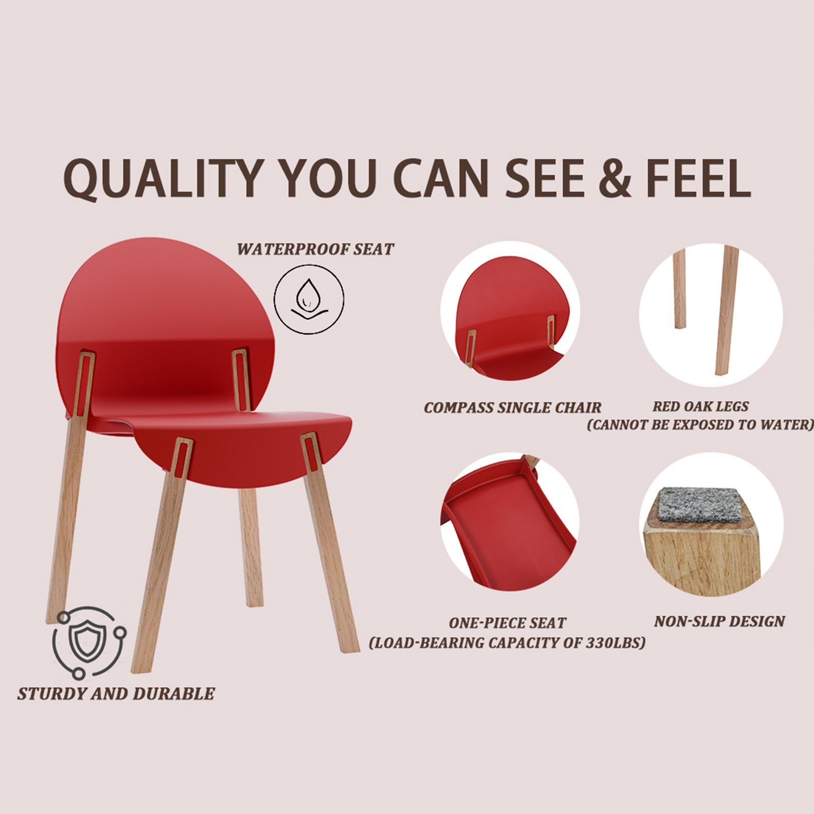 4 Piece Set Of Single Chairs With A Design Combining Modern And Traditional Elements, Durable And Comfortable - Crimson - Image 12