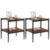 Modern Rectangle End Table (Set of 2) With Tempered Glass Tabletop And Layer - Brown - Image 6