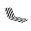2 Piece Outdoor Chaise Lounge Chair Cushion Set, Polyester Replacement Pads - Black / White Stripe - Image 5
