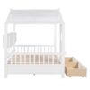 Full Size House Bed With 2 Drawers, Kids Bed With Storage Shelf - White - Image 7