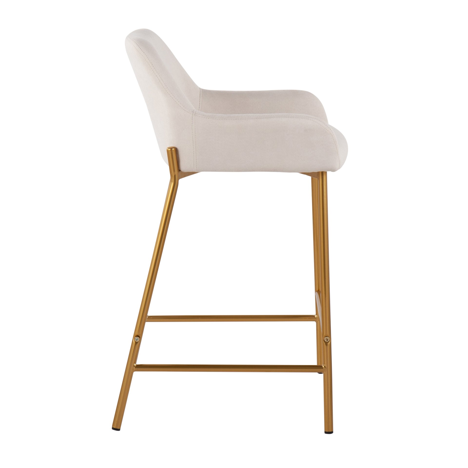 Daniella - Contemporary / Glam Fixed Height Counter Stool (Set of 2) - Gold / Cream - Image 3