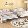 Full Long Over Queen Bunk Bed With 2 Drawers - White - Image 15