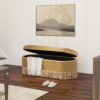 Melinda - Oval Tufted Bullion Fringe Storage Bench - Gold - Image 8