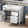Bathroom Vanity With Top Sink, Modern Bathroom Storage Cabinet 2 Drawers And A Tip-Out Drawer, Single Sink Bathroom Vanity - White - Image 19
