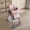 Adjustable Baby High Chair 0 - 6 Years, Portable Infant Feeding Seat With Safety Belt, Silent Lockable Wheels - Pink - Image 2