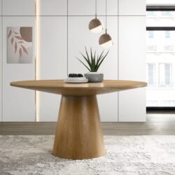 Jasper - Wide Contemporary Round Dining Table - Driftwood Finish