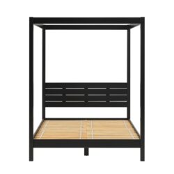 Queen Canopy Bed Frame Modern Minimalist Boho - Black