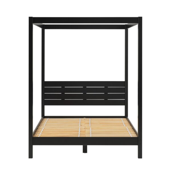 Queen Canopy Bed Frame Modern Minimalist Boho - Black