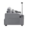 Modern Velvet Loveseat Futon Sofa Couch With Pullout Bed, Adjustable Reclining Backrest, Toss Pillows - Light Gray - Image 10