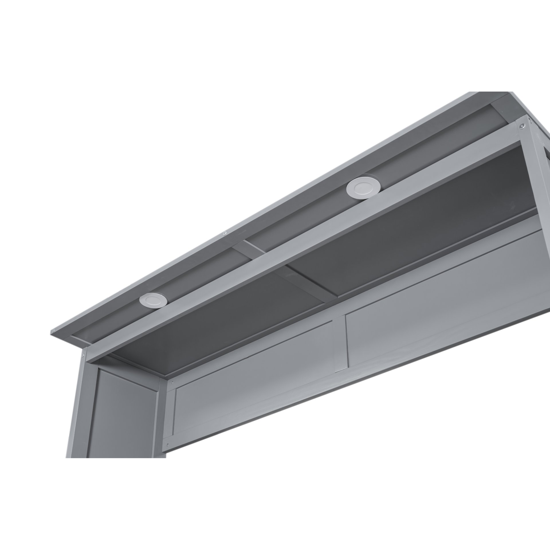 Queen Size Murphy Wall Bed With Shelves And LED Lights - Gray - Image 14