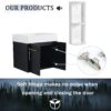 Modern Wall Mounted Bathroom Vanity, Thick Edged Resin Sink And Storage Rack Plywood - Black Chestnut - Image 6