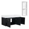 Modern Style 48" Wall Mounted Bathroom Vanity With Thick Edged Resin Basin And Storage Rack Plywood - Black Chestnut - Image 13