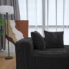 Modular U-Shaped Sectional Sofa, 4 Seater Chaise Lounge With Reversible Design Striped - Black - Image 6