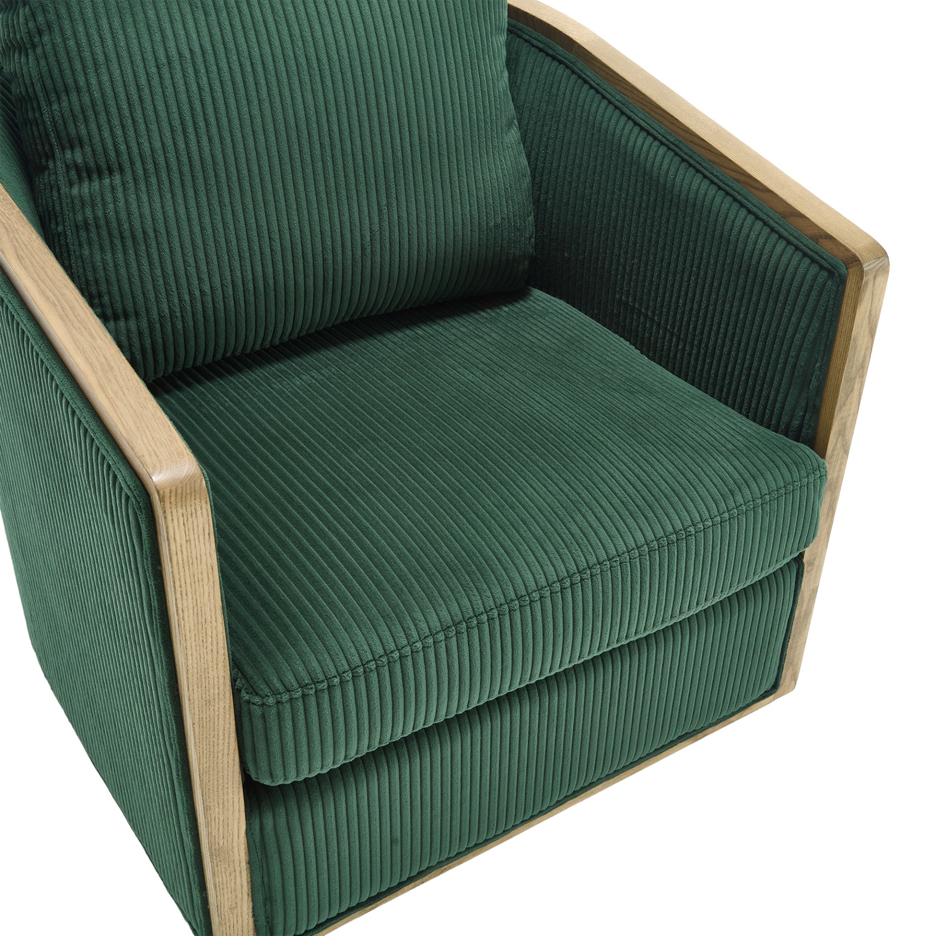 Corduroy Swivel Barrel Chair, Comfortable Accent Sofa Chair With 360 Degree Swivel For Living Room - Emerald - Image 21