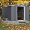 Outdoor Storage Shed 8 2 Ft Large Metal Tool Sheds Heavy Duty Storage House With Sliding Doors And Air Vent For Backyard Patio Lawn To Store Bikes Tools Lawnmowers - Gray - Image 5