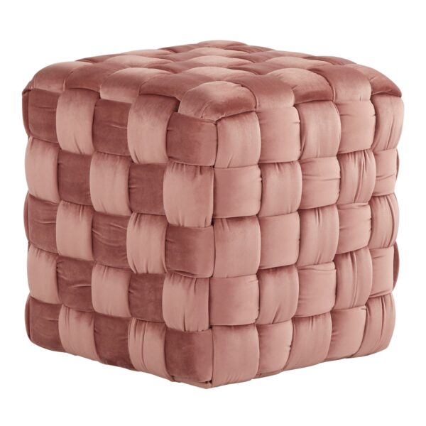 Square Braided Ottoman - Blush Pink
