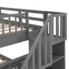 Full Over Full Stairway Bunk Bed With Storage And Guard Rail For Bedroom - Gray - Image 7
