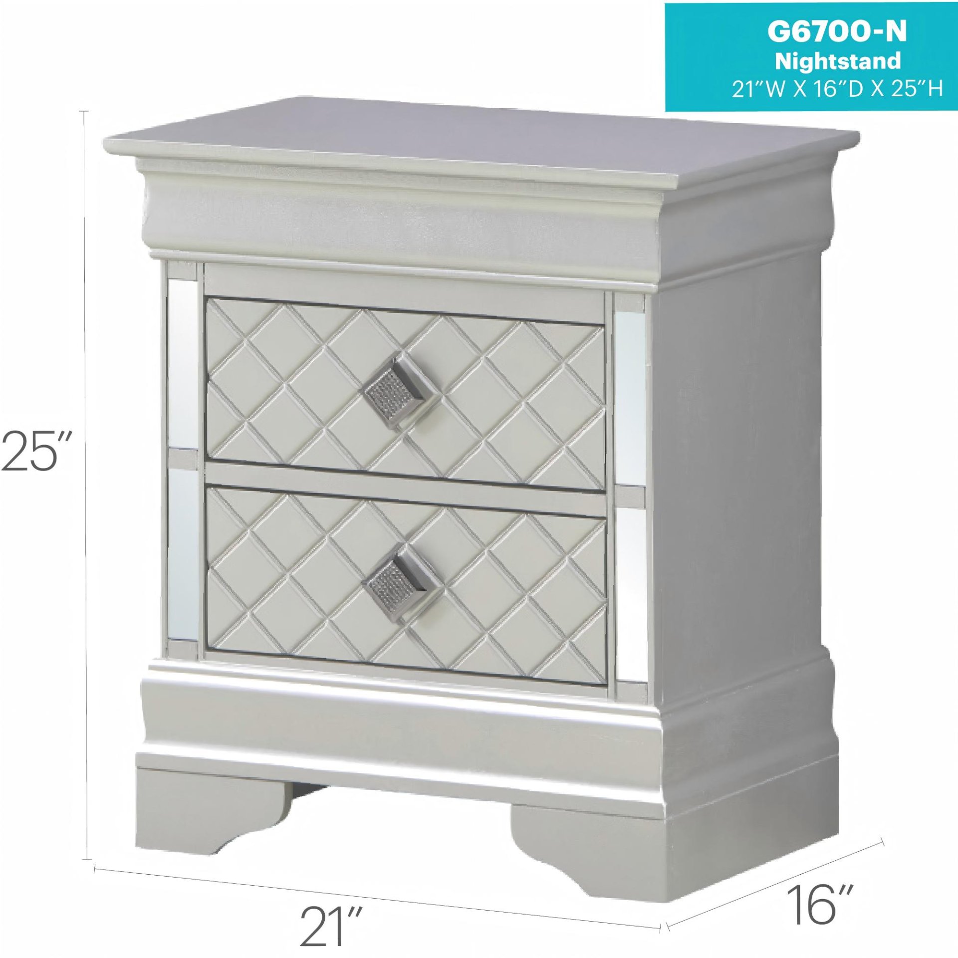 Verona - Nightstand - Silver Champagne - Image 3