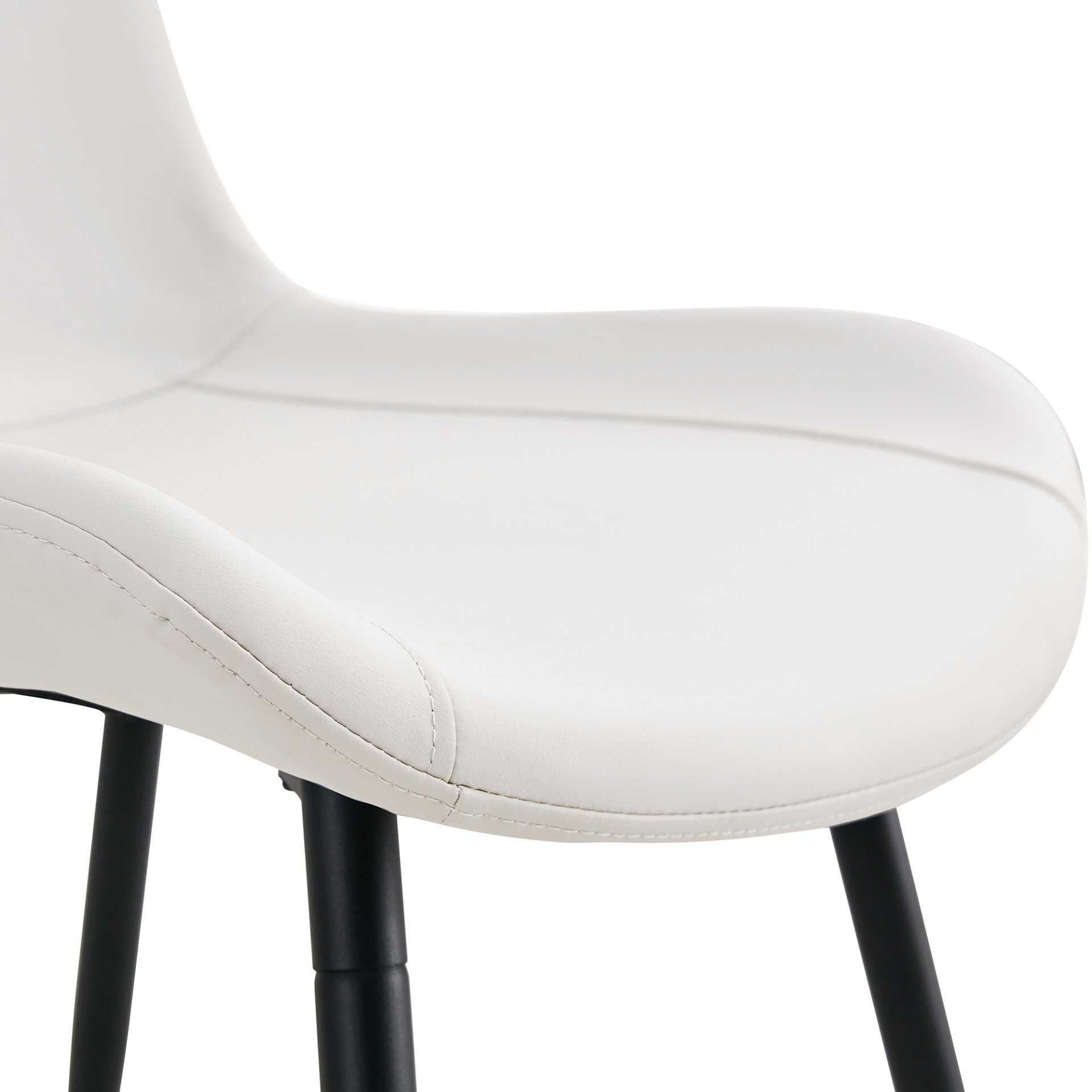 Artificial Dining Chair With Backrest Cushion Metal Legs, Comfort Curved Design, (Set of 6) - White / Black - Image 8