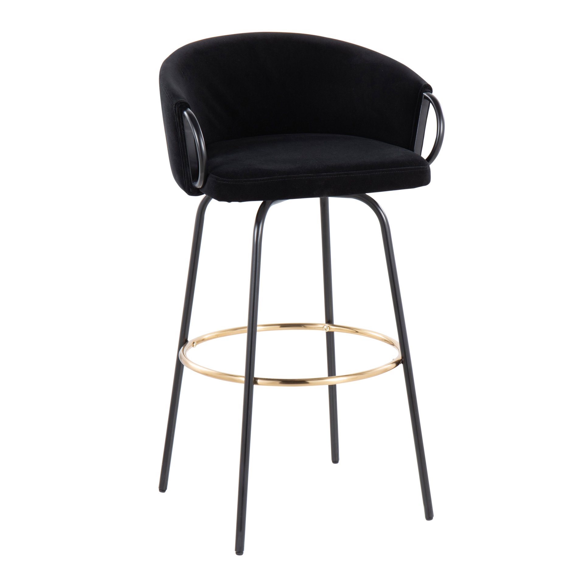 Claire - Contemporary / Glam Barstool With Footrest (Set of 2) - Black - Image 2