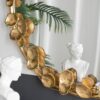 Round Metal Wall Mirror With en Leaf Accents, Modern Decor Mirror For Living Room Entryway Hallway - Gold - Image 5