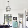 4 Light Metal Lantern Tiered Pendant Hanging Light Fixtures, Industrial Farmhouse Adjustable Height Chandeliers For Dining Room Hallway Foyer Entryway (E12 Bulbs Not Included) - Matte Black / Gold - Image 6