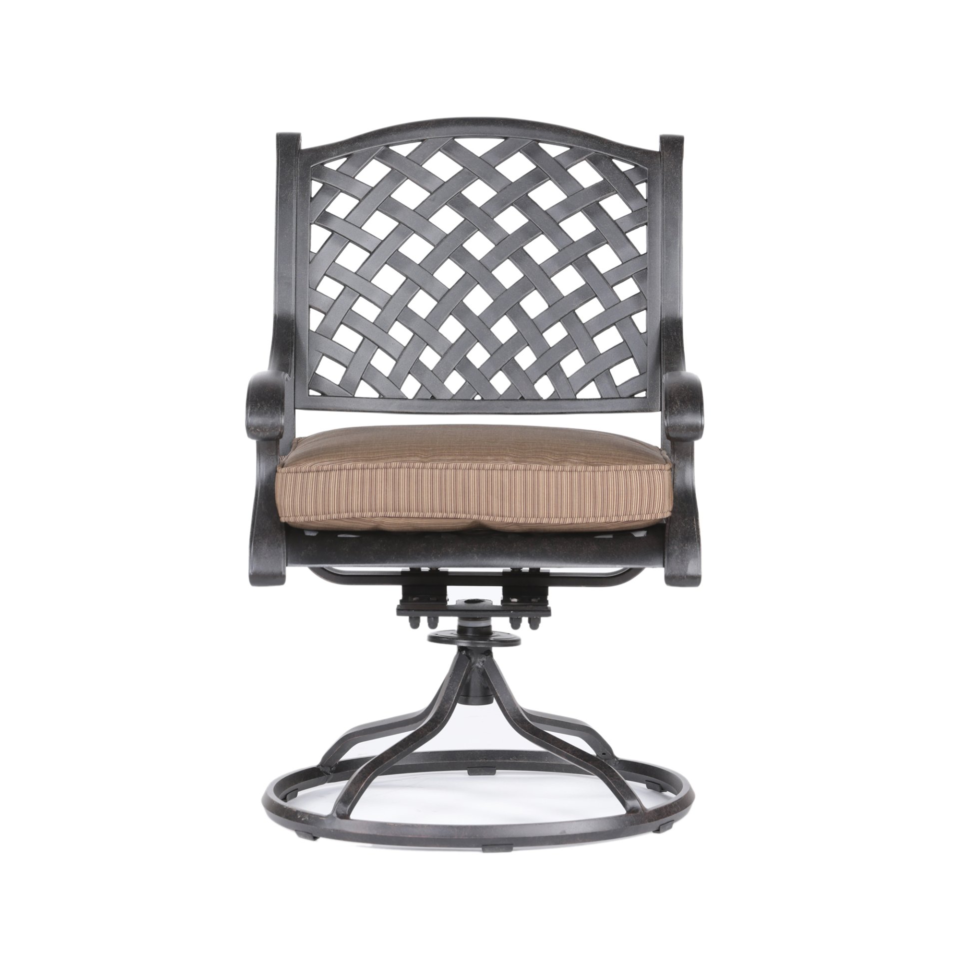 Patio Outdoor Dining Swivel Rocker Chairs With Cushion (Set of 2) - Dupione Brown - Image 5