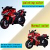 Kids 12V Motorcycle With Training Wheels, Manual Throttle, And Lighting Wheels For Boys And Girls Ages 3-6 - Red - Image 11
