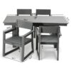 5 Piece Outdoor Dining Set For 4, Patio Table With Umbrella Hole And 4 Armrest Chairs For Backyard - Gray - Image 3