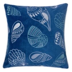 Seashells Pillow Cover With Matching Back - Indigo