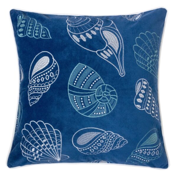 Seashells Pillow Cover With Matching Back - Indigo