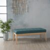 Vibratory - Button Tufted Upholstered Ottoman With Splayed Wooden Legs - Teal / Natural - Image 2
