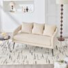 Open Back Loveseat Settee With 3 Pillows - Beige - Image 5