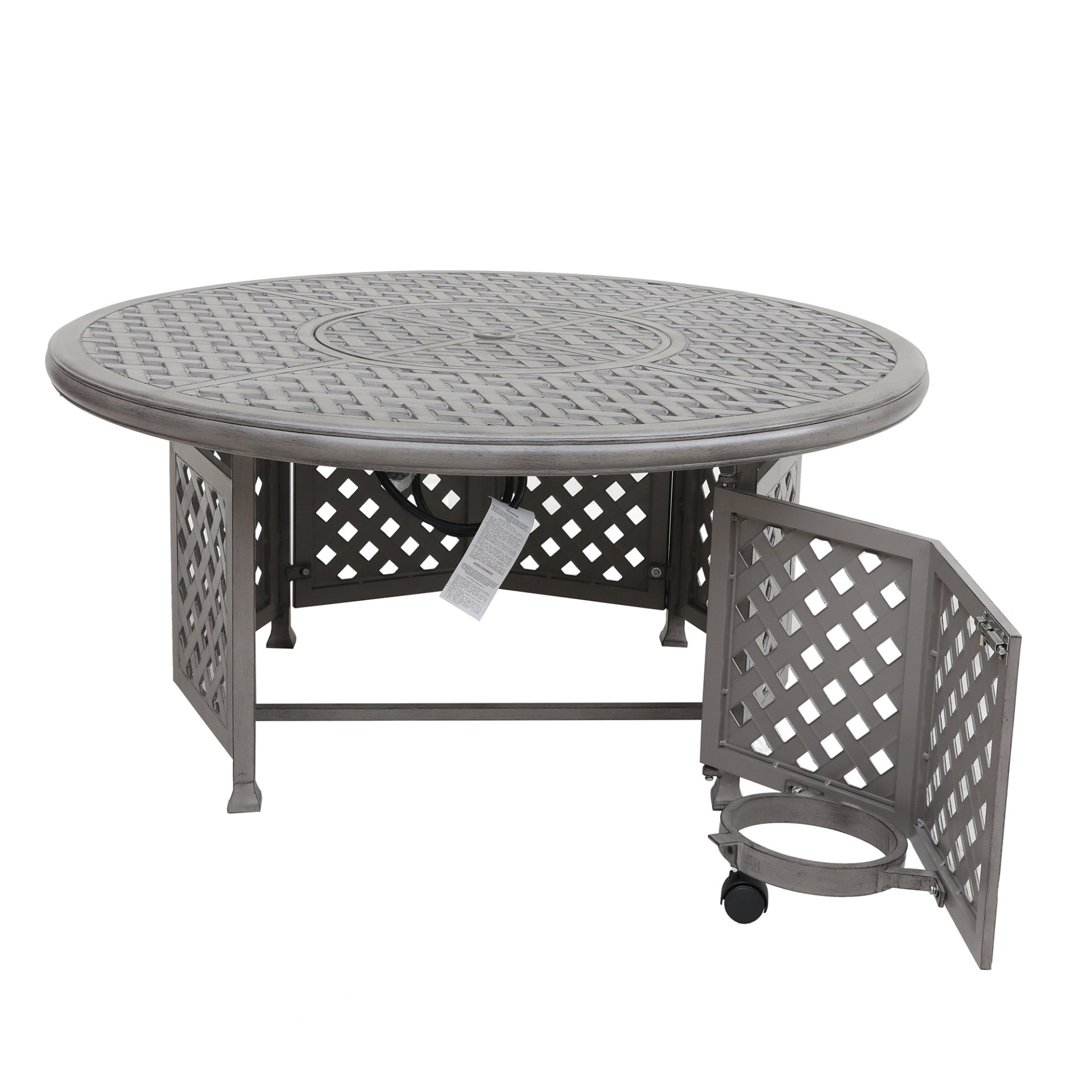 Cast Aluminum Propane Gas Firepit Table, Chat Height - Gray - Image 3