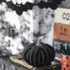 Stripe Pumpkin Decor, For Holiday Halloween Decoration - Black / White - Image 7