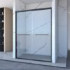 Frame Double Sliding Shower Door, Bypass Bathroom Sliding Door With Premium Clear Tempered Glass, Hardware Sliding Glass Shower Enclosure - Matte Black - Image 2