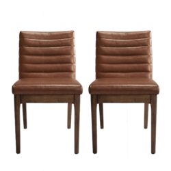 Upholstered Dining Chairs With Rubber Legs (Set of 2) - Cognac Brown