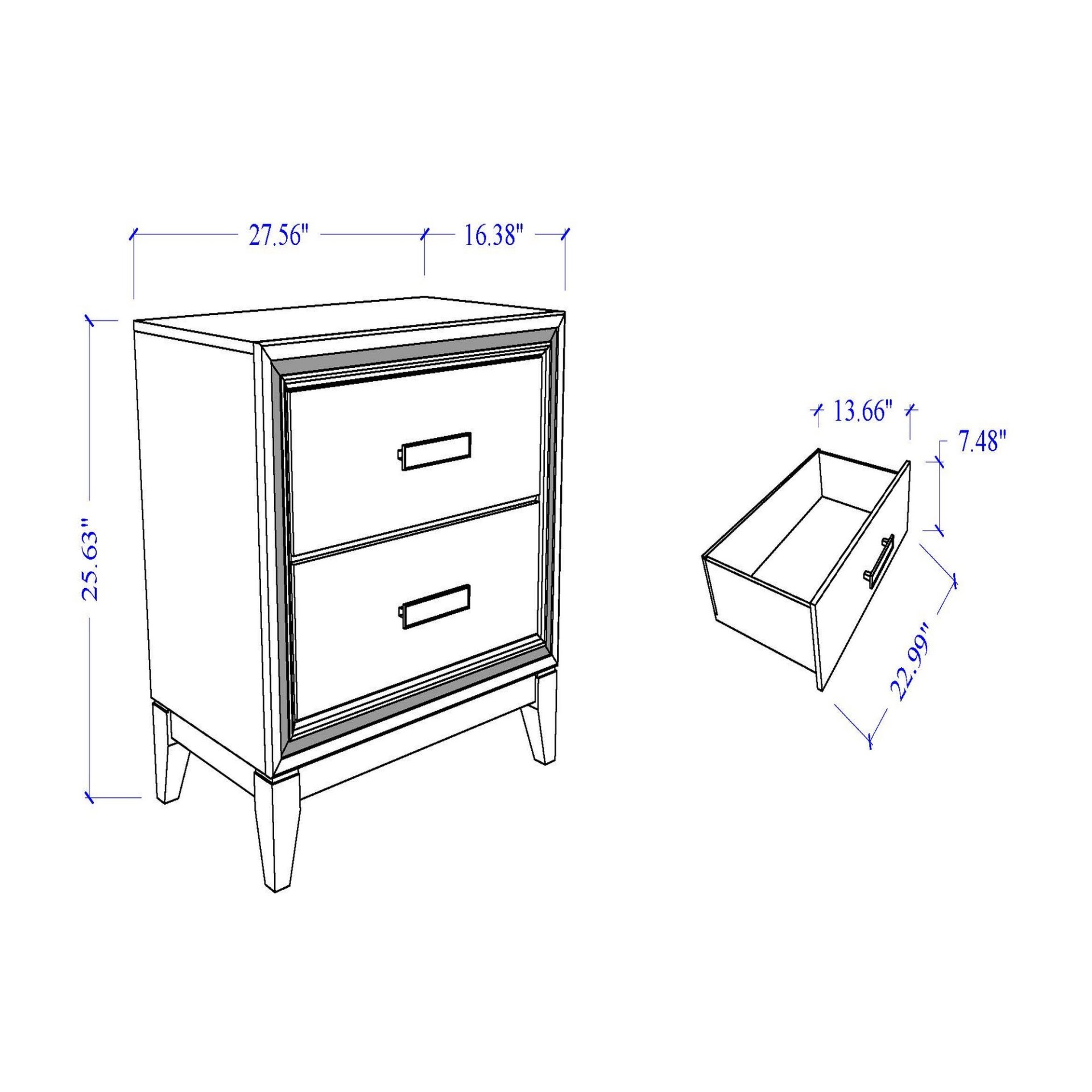 Almera - Glitter Nightstand - White - Image 3