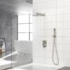 Dual Shower Head System With Square Rain Shower And Rough In Valve - Brushed Nickel - Image 2