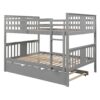 Full Over Full Bunk Bed With Twin Size Trundle And Ladder - Gray - Image 15